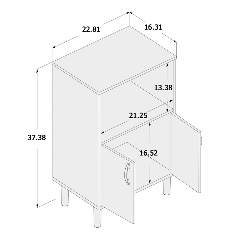 Boahaus Nantes Modern Wood Kitchen Pantry with Open Compartment in White