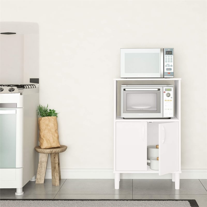 Boahaus Nantes Modern Wood Kitchen Pantry with Open Compartment in White