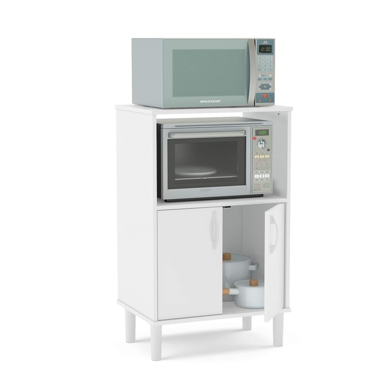 Boahaus Nantes Modern Wood Kitchen Pantry with Open Compartment in White