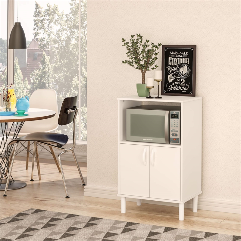 Boahaus Nantes Modern Wood Kitchen Pantry with Open Compartment in White