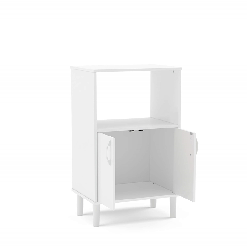Boahaus Nantes Modern Wood Kitchen Pantry with Open Compartment in White