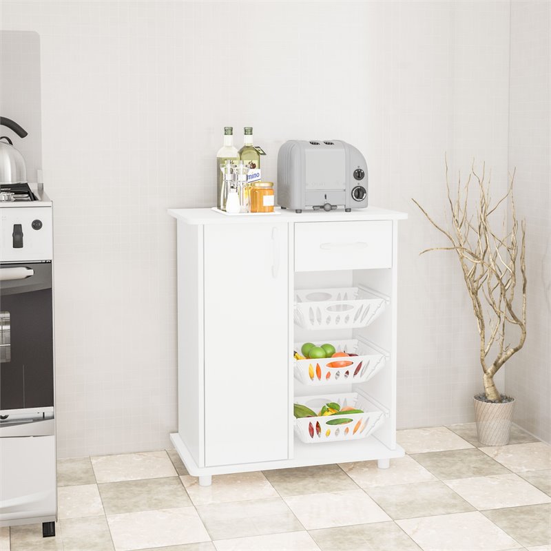 Boahaus Tours 1-Drawer Modern Wood Kitchen Pantry with Drawers in White