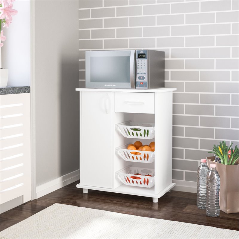Boahaus Tours 1-Drawer Modern Wood Kitchen Pantry with Drawers in White