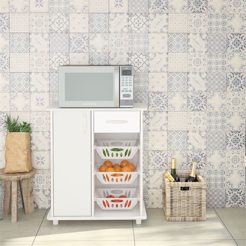 Boahaus Tours 1-Drawer Modern Wood Kitchen Pantry with Drawers in White