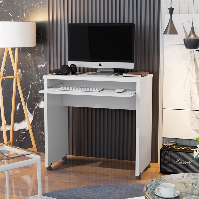 Boahaus Kyoto Modern Wood Computer Desk with Casters in White