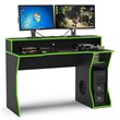 Boahaus Minato Modern Wood Gaming Desk with Shelves in Black/Green