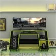 Boahaus Nagoya Modern Wood Gaming Desk with Shelves in Black/Green