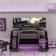 Boahaus Nagoya Modern Wood Gaming Desk with Shelves in Black/Purple