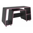 Boahaus Nagoya Modern Wood Gaming Desk with Shelves in Black/Purple