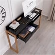 Boahaus Seoul Modern Wood Computer Desk with 4 Open Shelves in White