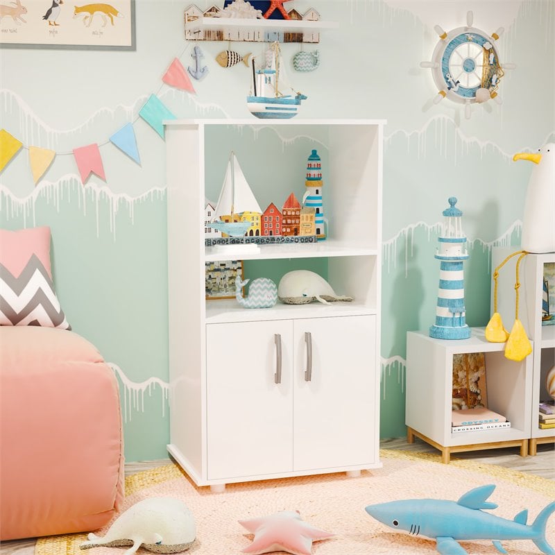 Boahaus Theo Modern Wood Toys Organizer with Open Shelves in White