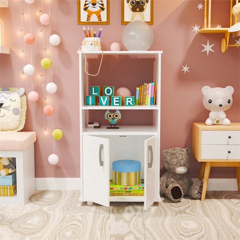 Boahaus Theo Modern Wood Toys Organizer with Open Shelves in White