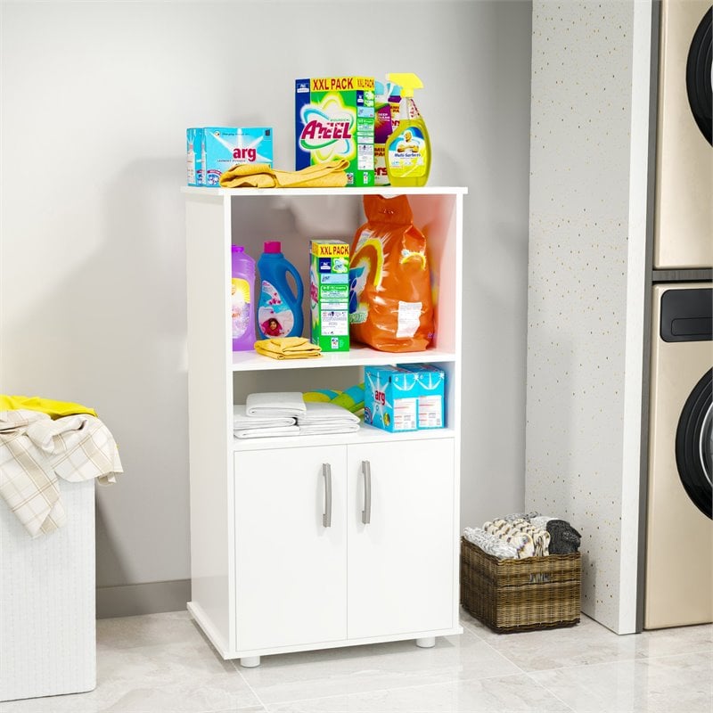 Boahaus Bremen 2-Door Modern Wood Cleaning Storage Organizer in White
