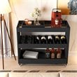 Boahaus Rhyl 5-Rack Modern Wood Bar Cart with Lockable Casters in Black