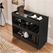 Boahaus Rhyl 5-Rack Modern Wood Bar Cart with Lockable Casters in Black