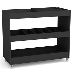 Boahaus Rhyl 5-Rack Modern Wood Bar Cart with Lockable Casters in Black