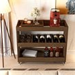 Boahaus Rhyl 5-Rack Modern Wood Bar Cart with Lockable Casters in Dark Brown