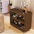 Boahaus Rhyl 5-Rack Modern Wood Bar Cart with Lockable Casters in Dark Brown