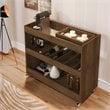 Boahaus Rhyl 5-Rack Modern Wood Bar Cart with Lockable Casters in Dark Brown