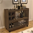 Boahaus Swansea 4-Rack Modern Wood Bar Cart with Lockable Casters in Dark Brown