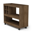Boahaus Swansea 4-Rack Modern Wood Bar Cart with Lockable Casters in Dark Brown