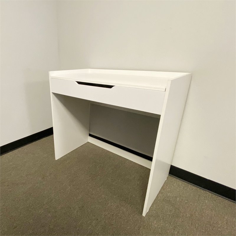 Boahaus Tianjing Modern Wood Student Desk with Flip Top Mirror in White