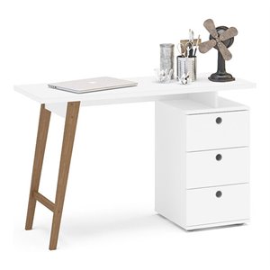 boahaus tokyo modern wood computer desk with drawers in white