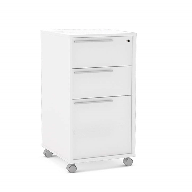 Boahaus Hanoi 3-Drawer Modern Wood File Cabinet with Casters in White