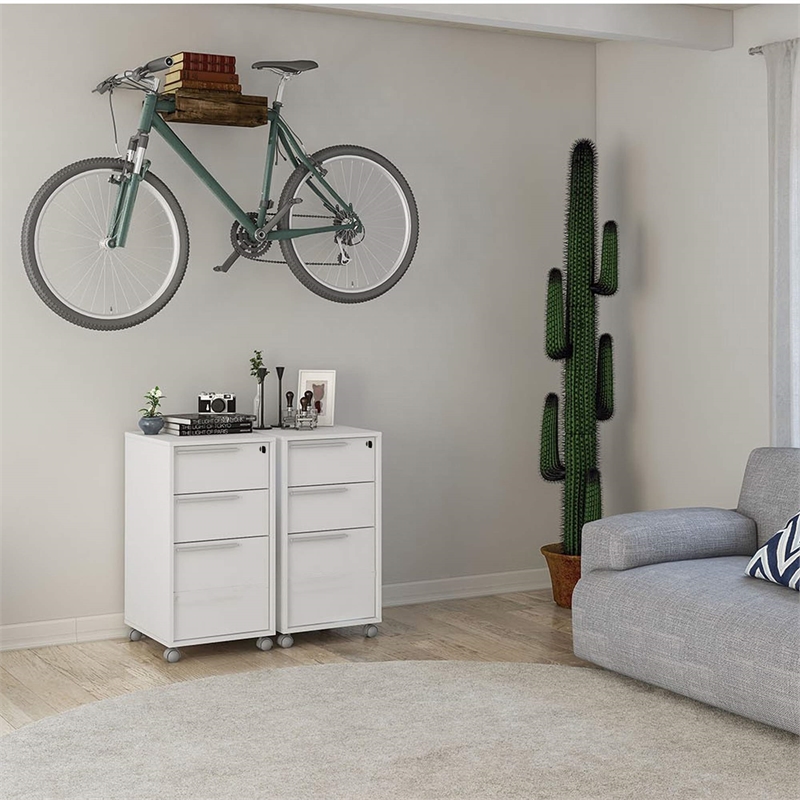 Boahaus Hanoi 3-Drawer Modern Wood File Cabinet with Casters in White