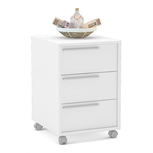 Boahaus Kanazawa 3-Drawer Modern Wood File Cabinet with Casters in White