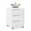 Boahaus Kanazawa 3-Drawer Modern Wood File Cabinet with Casters in White