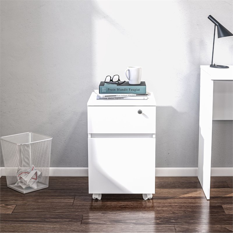Boahaus Osaka 2-Drawer Modern Wood File Cabinet with Casters in White