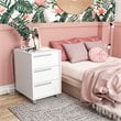 Boahaus Burgos 3-Drawer Modern Wood Nightstand with Casters in White