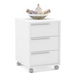 Boahaus Burgos 3-Drawer Modern Wood Nightstand with Casters in White