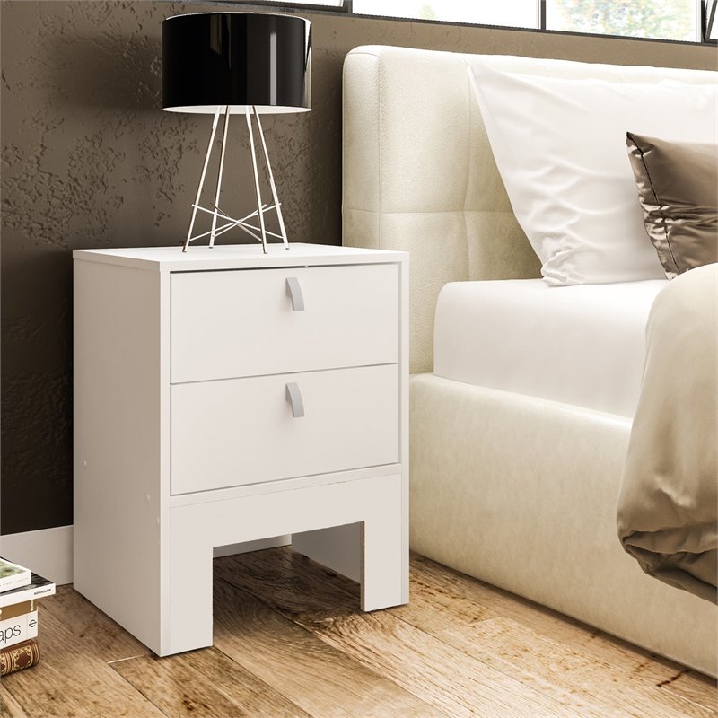 Boahaus Girona 2-Drawer Storage Modern Wood Nightstand in White