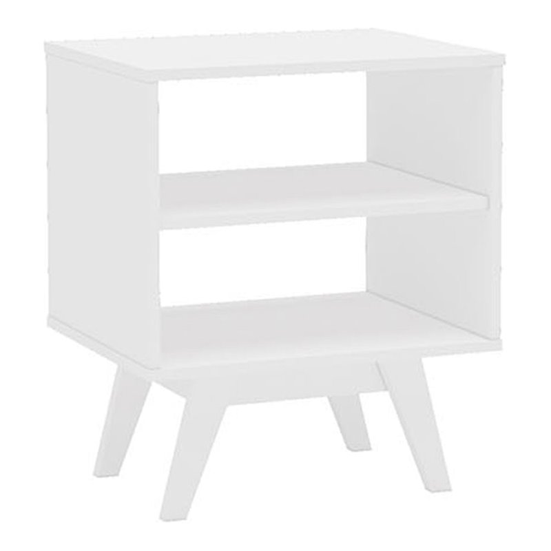 Boahaus Granada Modern Wood Nightstand with Open Shelves in White