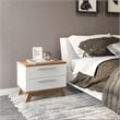 Boahaus Ibiza 2-Drawer Modern Wood Nightstand in White/Brown