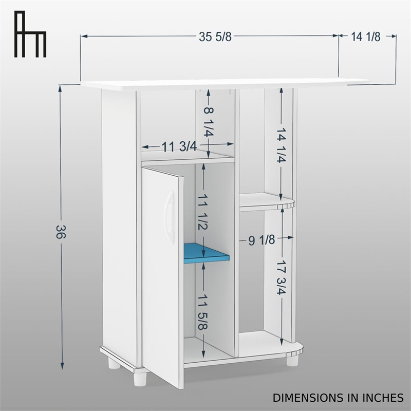 Boahaus Berlin Modern Wood Ironing Cabinet with 3 Open Shelves in White