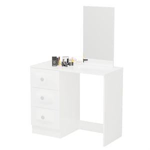 Boahaus Alexandra 3-Drawer Modern Wood Dressing Table with Open Storage in White