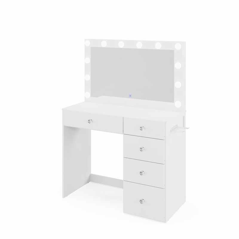 Boahaus Calypso 3-Drawer Modern Wood Makeup Vanity with Mirror in White