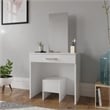 Boahaus Caroline 1-Drawer Modern Wood Makeup Vanity Set with Mirror in White