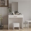 Boahaus Caroline 1-Drawer Modern Wood Makeup Vanity Set with Mirror in White