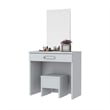 Boahaus Caroline 1-Drawer Modern Wood Makeup Vanity Set with Mirror in White