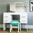 Boahaus Charlotte 4-Drawer Modern Wood Makeup Vanity with Mirror in White
