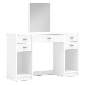 Boahaus Christina 5-Drawer Modern Wood Vanity with Mirror Top in White