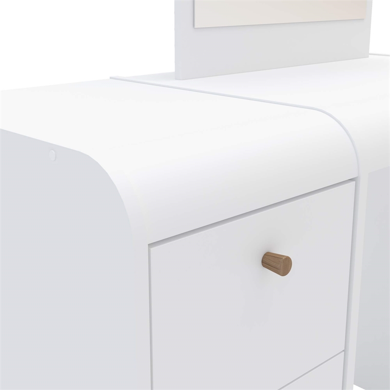 Boahaus Dalia 3-Drawer Modern Wood Lighted Vanity with Mirror in White