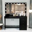 Boahaus Diana 7-Drawer Modern Wood Dressing Table with Mirror in Black