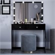 Boahaus Doris 2-Drawer Modern Wood Dressing Table with Mirror in Black