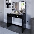 Boahaus Doris 2-Drawer Modern Wood Dressing Table with Mirror in Black