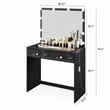 Boahaus Doris 2-Drawer Modern Wood Dressing Table with Mirror in Black